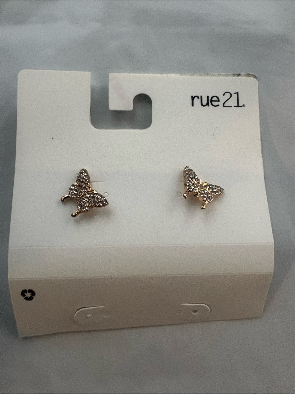 Rue21 Gold Butterfly Crystal Stud Earrings
